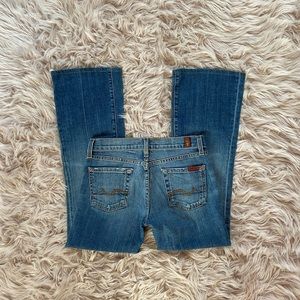 7FAMK - Medium Wash Denim ‘Flare Low Rise’ Jeans